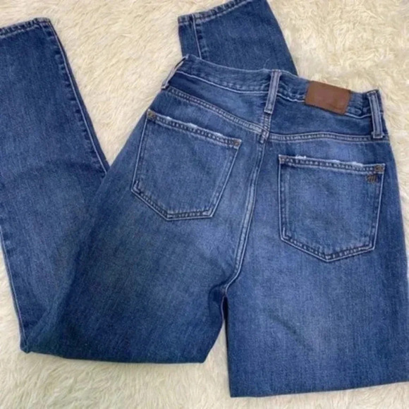 Madewell Blue High Rise The Mom Jeans Size 00 - Picture 3 of 7
